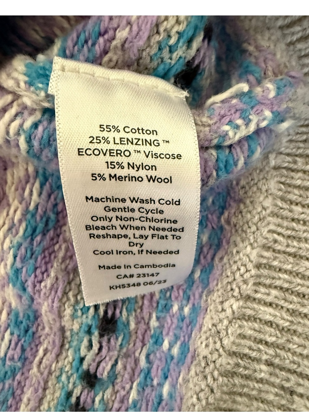 Talbots Lavender Blue Grey Crewneck Fairisle Cardigan XL - Picture 8 of 8